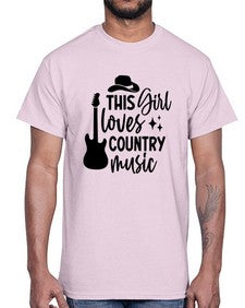 this girl loves country music 1163#- western- Cotton Tee