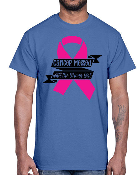 Cancer Messed with the Wrong Girl 30#- breast cancer- Cotton Tee