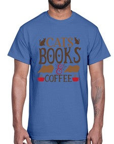 Cats Books Coffee Style 9#- cats- Cotton Tee