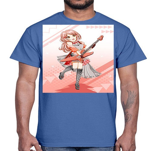 Cute rock star girl with guitar game 17#- anime- Cotton Tee