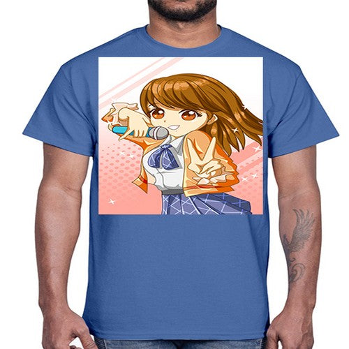 Cute teenage student girl singing song 47#- anime- Cotton Tee