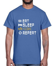 Eat sleep code repeat 49#- computer- Cotton Tee