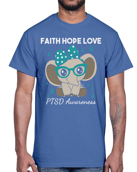 Elephant I Have PTSD Awareness 25#- PTSD- Cotton Tee