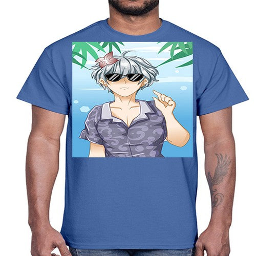 Handsome boy with sunglasses on the beach in summer holiday 44#- anime- Cotton Tee