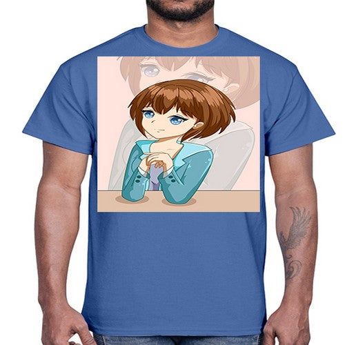 Happy beautiful and elegant girl brown hair 36#- anime- Cotton Tee