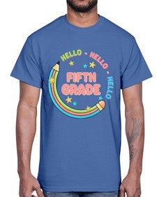 Hello fifth Grade Pencil 264#- fifth grade- Cotton Tee