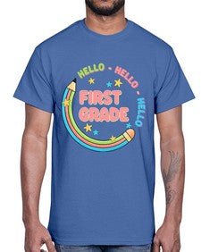 Hello first Grade Pencil 278#- first grade- Cotton Tee