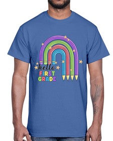 Hello first Grade Pencil Rainbow 279#- first grade- Cotton Tee