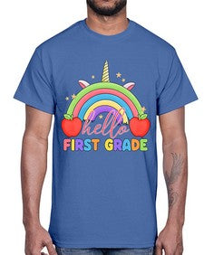 Hello first Grade Unicorn Rainbow 281#- first grade- Cotton Tee