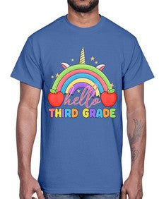 Hello third Grade Unicorn Rainbow 349#- third grade- Cotton Tee