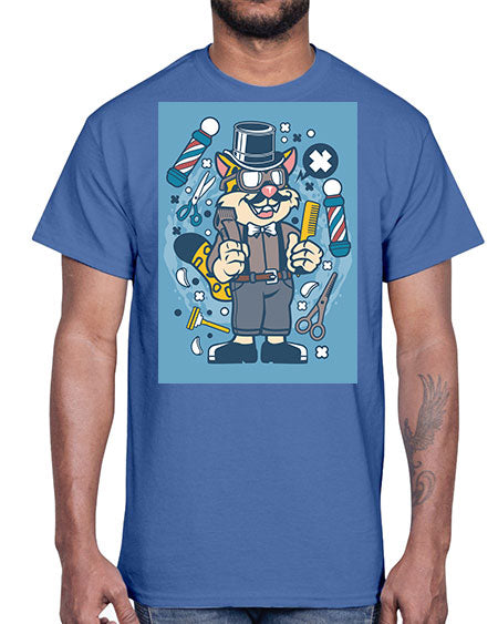 Hipster Barber Leopard835#- barber- Cotton Tee
