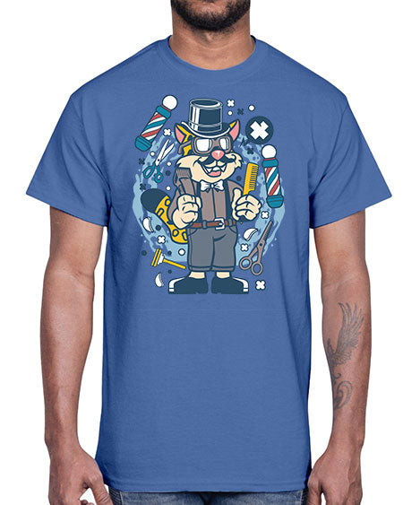 Hipster Barber Leopard836#- barber- Cotton Tee