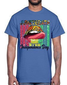 Juneteenth Independence Day Sexy Lip Png 11#- black juneteenth- Cotton Tee