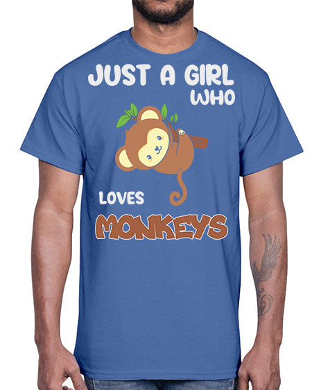 Just a Girl Who Loves 8#- monkey- Cotton Tee
