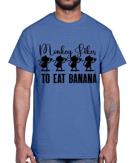 Monkey likes to eat banana - monkey- Cotton Tee