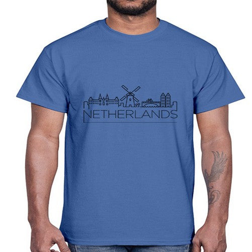 Netherlands Minimal Skyline 1432#- cities- Cotton Tee