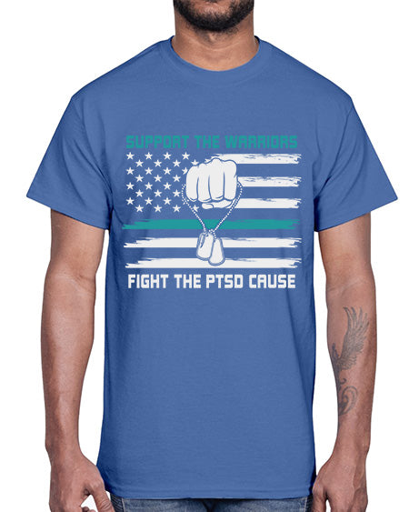 PTSD Awareness Military Teal Ribbon 11#- PTSD- Cotton Tee