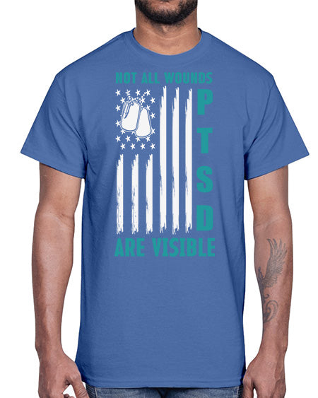 PTSD Awareness Not All Wounds 8#- PTSD- Cotton Tee