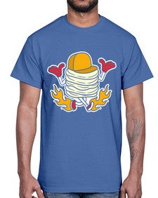 Pancake on fire 200#- cartoon food- Cotton Tee