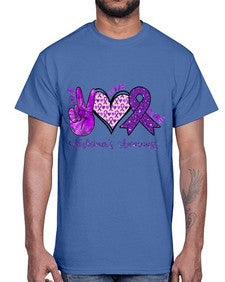 Peace Love Cure Alzheimer Awareness 205#- alzheimers- Cotton Tee
