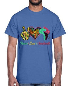 Peace Love Juneteenth Day Fist Png 8#- black juneteenth- Cotton Tee