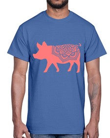 PigMandala 985#- mandala- Cotton Tee