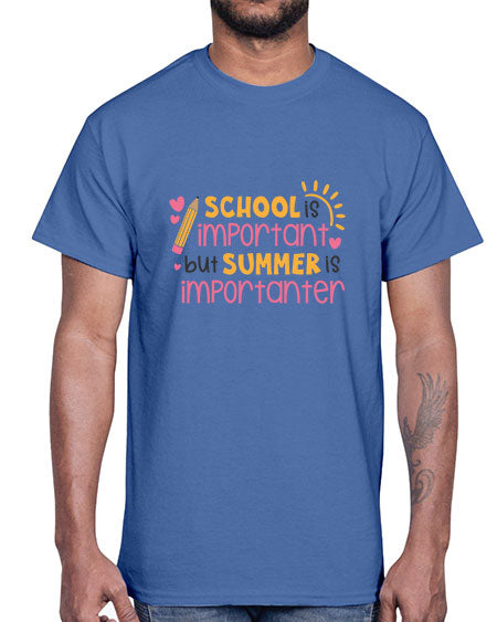 School is important but summer is importanter 84#- summer- Cotton Tee