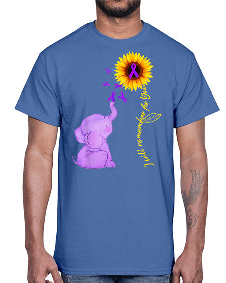 Sunflower Alzheimer Awareness shirt I Will Remember For You 215#- alzheimers- Cotton Tee