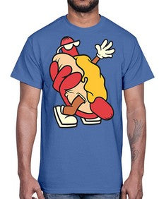 Walking hotdog 262#- cartoon food- Cotton Tee