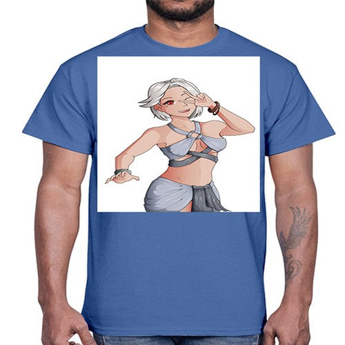 White hair girl wearing summer outfit 40#- anime- Cotton Tee