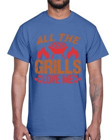 all the grills love me 17#- bbq- Cotton Tee