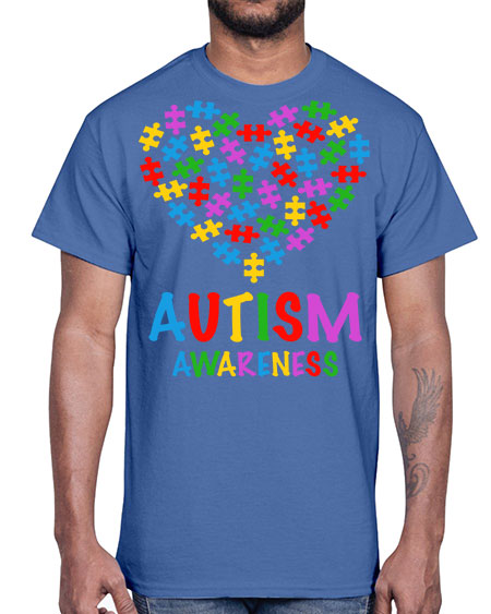 autism awareness heart love puzzle 15#- autism- Cotton Tee
