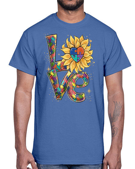 autism love sunflower- autism- Cotton Tee