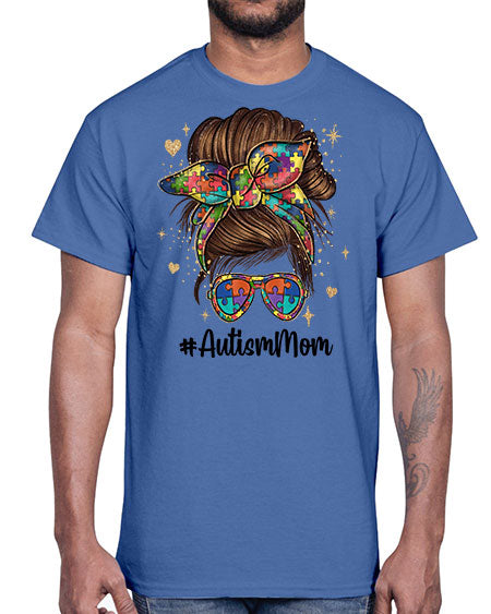 autism mom 3#- autism- Cotton Tee