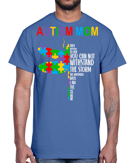 autism mom dragonfly puzzle pieces 47#- autism- Cotton Tee