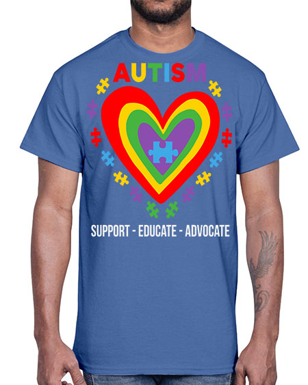 autism support educate 55#- autism- Cotton Tee