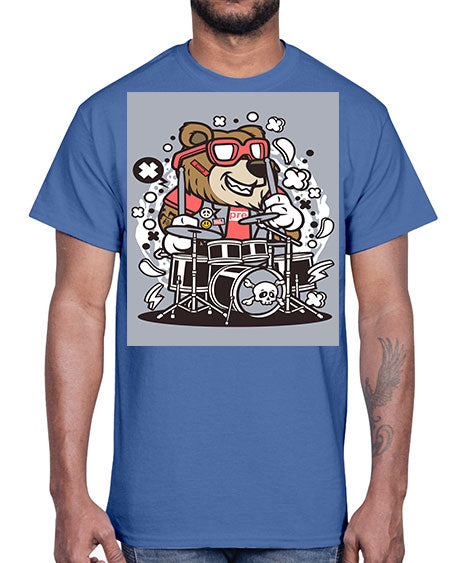 bear drummer 33#- bears - animals- Cotton Tee
