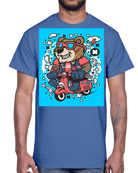 bear scooterist 41#- bears - animals- Cotton Tee