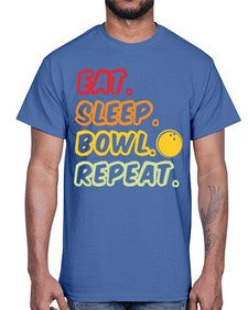 eat sleep bowl repeat 349#- bowling- Cotton Tee