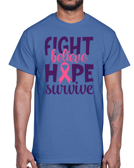 fight believe hope survive Style 13#- breast cancer- Cotton Tee