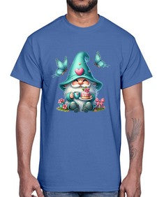 gnome with butterfly 14#- gnome- Cotton Tee