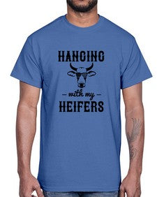 hanging with my heifers 501#- western- Cotton Tee