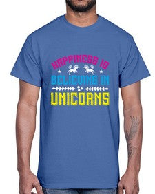 happiness is believing in unicorns 161#- unicorn- Cotton Tee