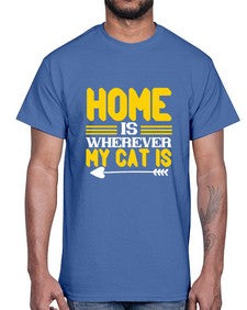 home is wherever my cat is Style 50#- cats- Cotton Tee