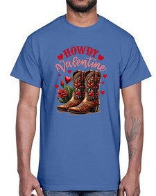 howdy valentine cowgirl boots 538#- western- Cotton Tee