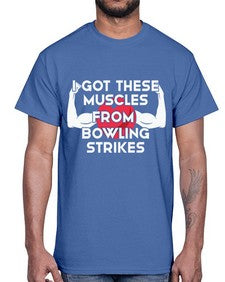 i got these muscles from 591#- bowling- Cotton Tee