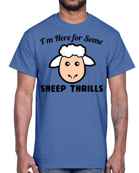 im here for some sheep thrills- sheep- Cotton Tee