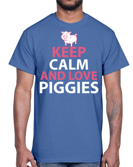 keep calm and love piggies Style 47#- pig- Cotton Tee