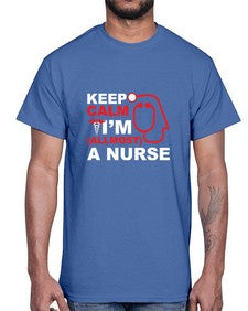 keep calm i m allmost a nurse 1024#- nurse- Cotton Tee