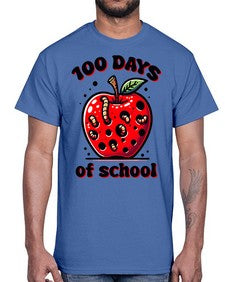 one hundred Days of School Apple 572#- one hundred days- Cotton Tee